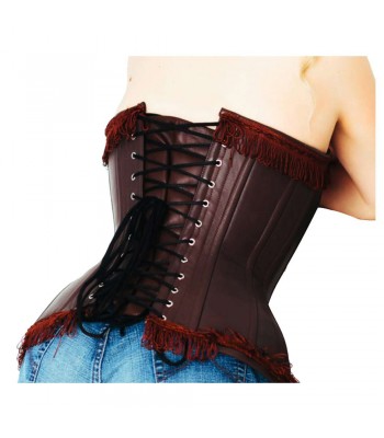 Sexy Women Leather Corset Genuine Over bust Black Women Corset 